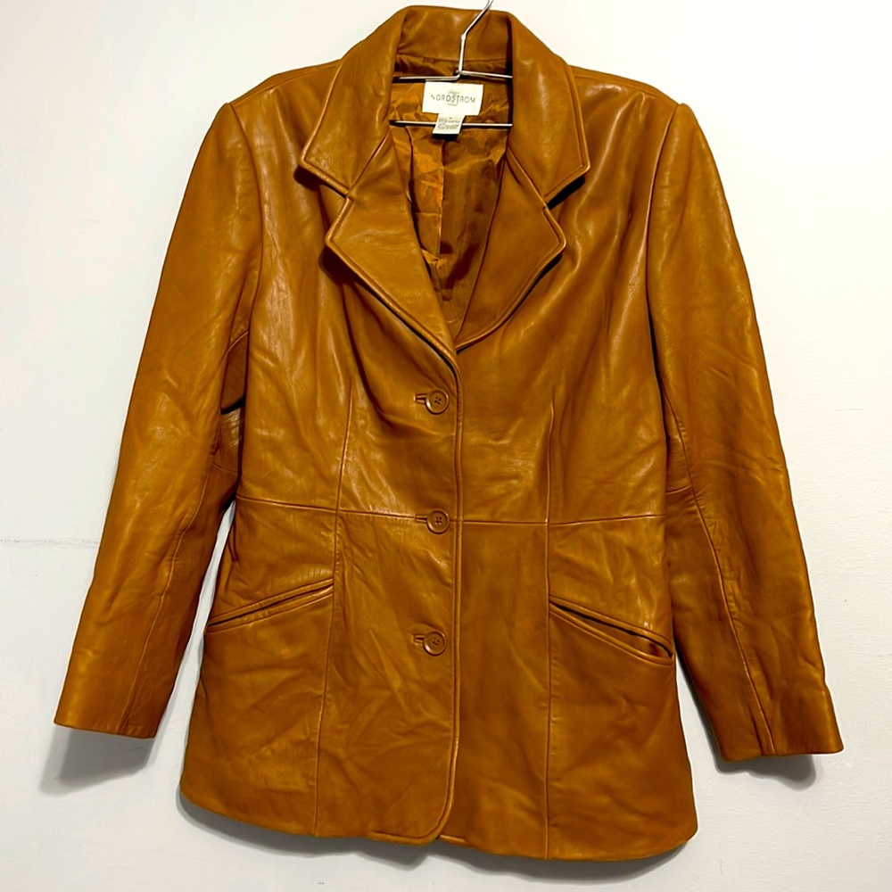 Nordstrom Lambskin Leather Blazer M